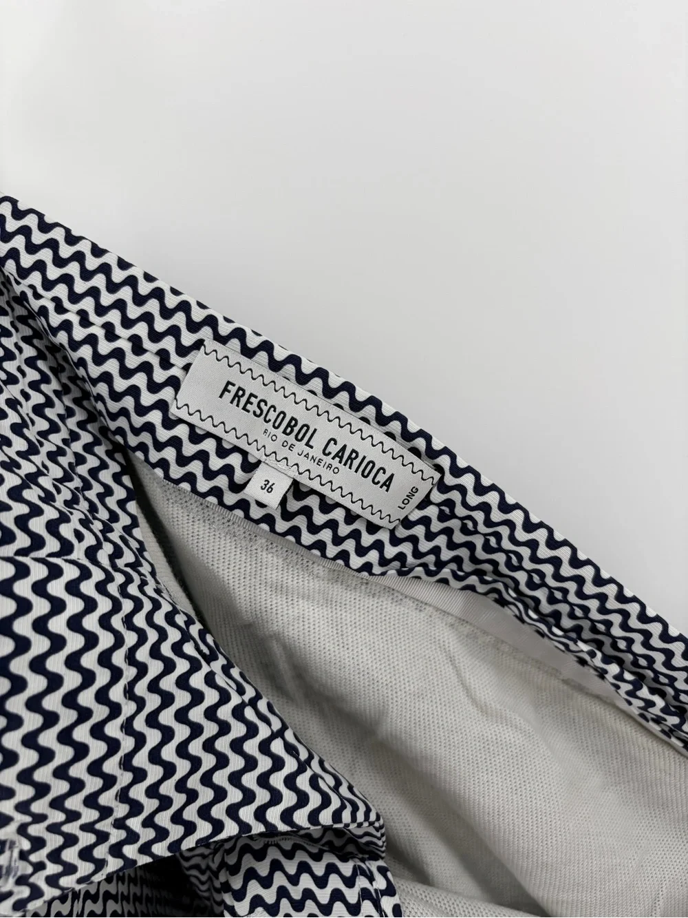 Frescobol Carioca Navy Chevron Pattern Shorts 36 “Long” 8” Inseam